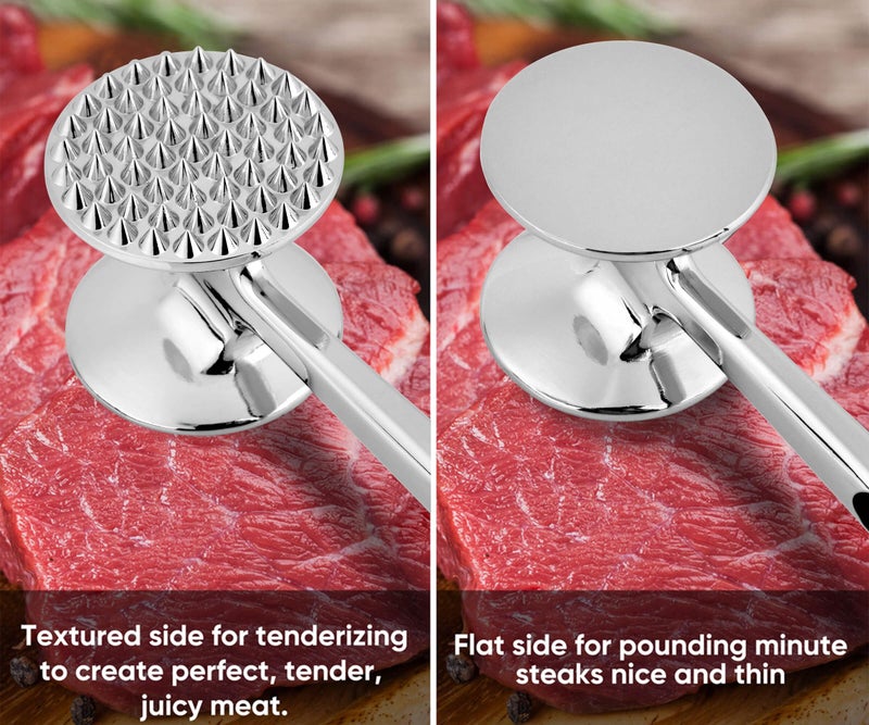 Aliglow Meat Tenderizer Hammer Tool Mallet Pounder for Kitchen Tenderizing Steak Beef Poultry Heavy Duty Dual-Sided Tenderiser with Soft Grip Handle - Multifunctional Beater for Chicken Fish  Baking - Image 3